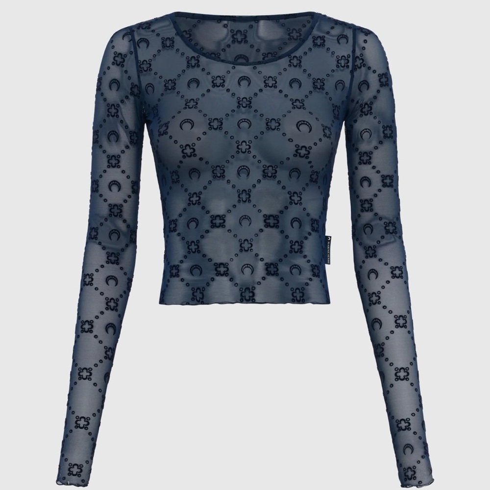Marine Serre Midnight Blue Patterned Blouse